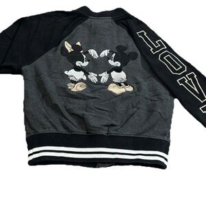 Gap x Disney Mickey Letterman Jacket Black Embroidered Love Spellout Girls Small